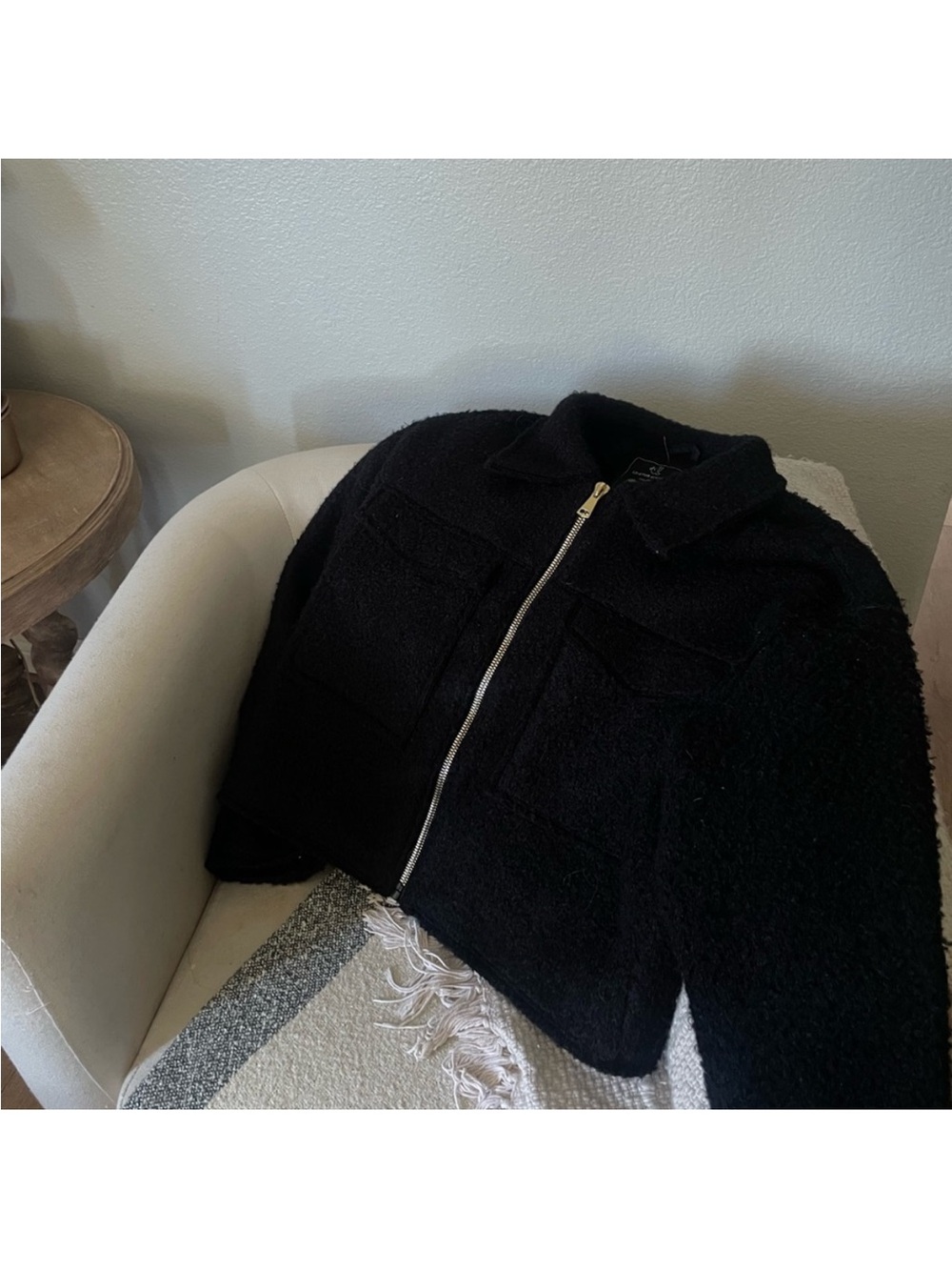 Love for humanity Black Teddy Gold Zip Jacket